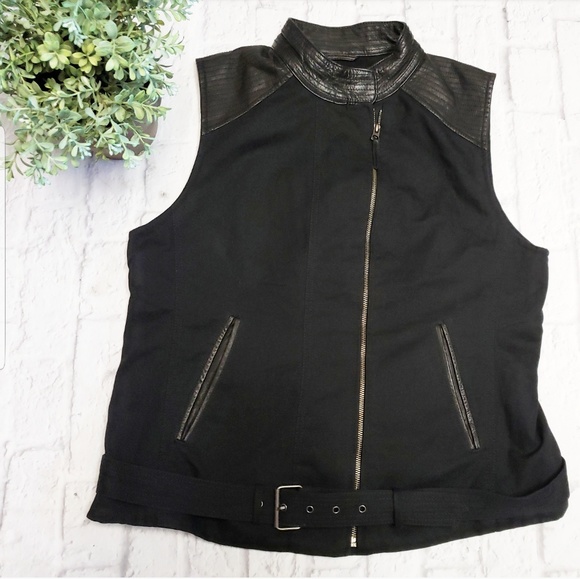 Lucky Brand Jackets & Blazers - 🎉Lucky Brand Black Leather Canvas Moto Vest🎉